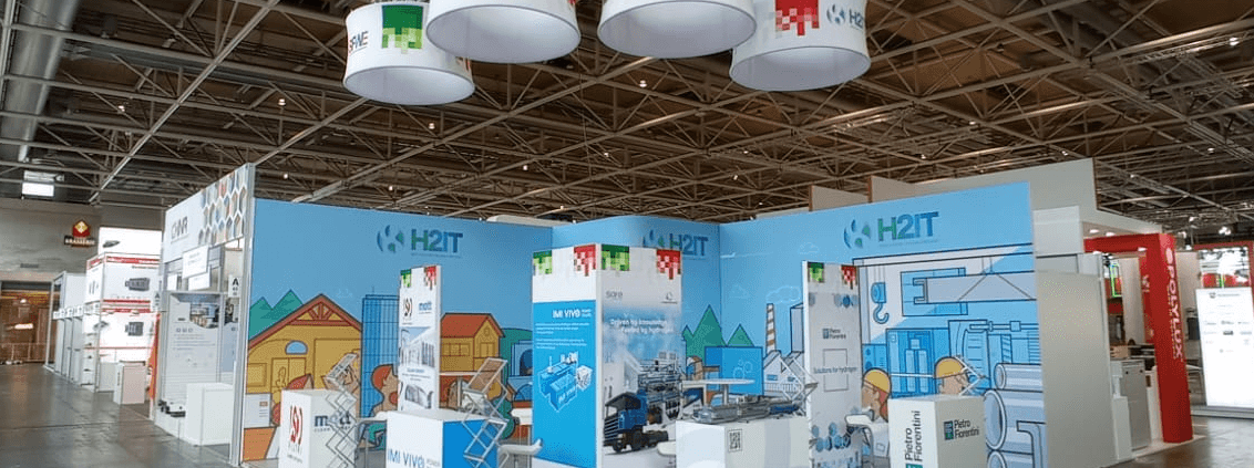 Стенд, который мы застроили на выставке HANNOVER MESSE 2023 в Германии.